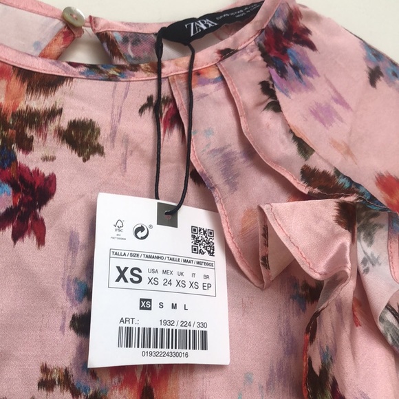 Zara Pink Floral Long Sleeve Blouse - Picture 3 of 5